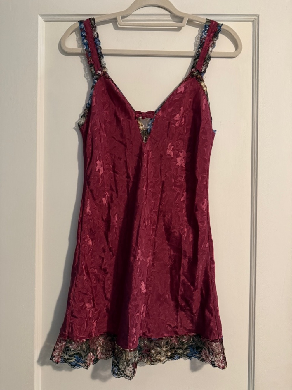 Vintage Val Mode Lace Floral Babydoll Slip Dress Purple Small